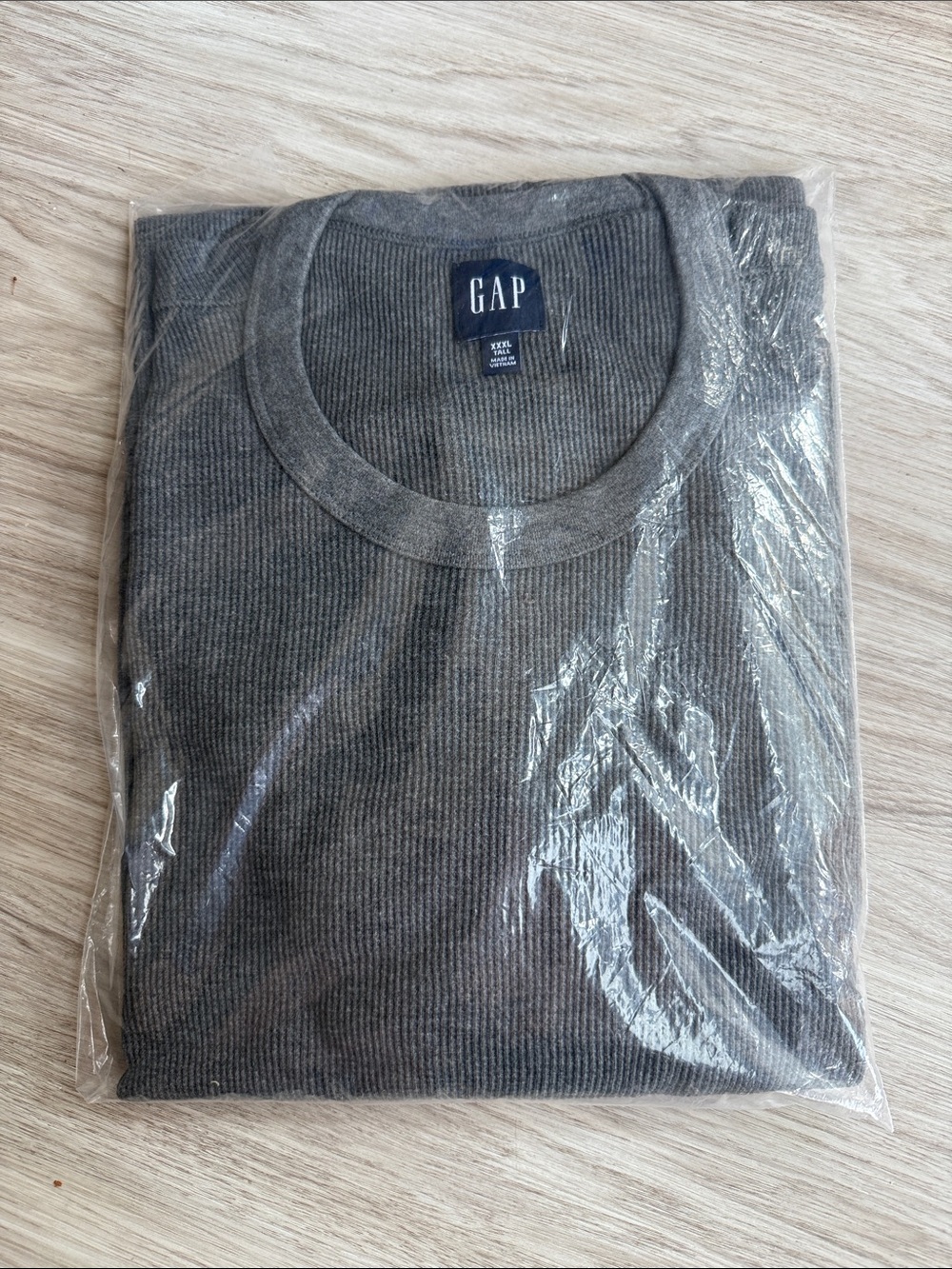 GAP Men's Waffle Crewneck Long Sleeve Grey 3XL/T